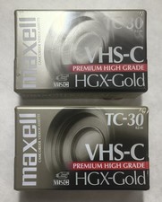  2 Maxell TC-30 VHS-C Premium High Grade camcorder videocassettes HGX-Gold new