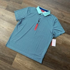 Redvanly Polo Shirt Men XL Blue White Blake Geometric Athletic Golf Pool