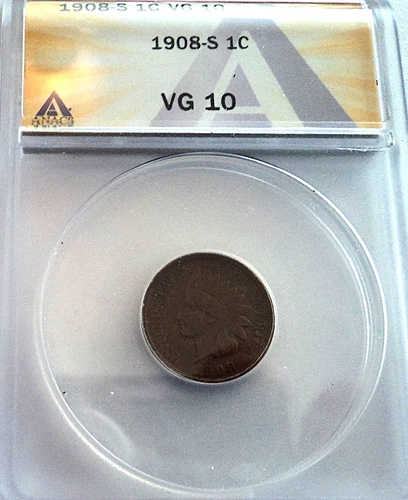 1908-S Indian Head Cent ANACS  VG10 Key Date! RARE COIN PROBLEM FREE CERTIFIED