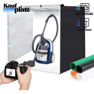 Fotostudio Box 80x80 cm 32 Zoll mit 3 dimmbaren LED-Lichtleisten 90W 5600K