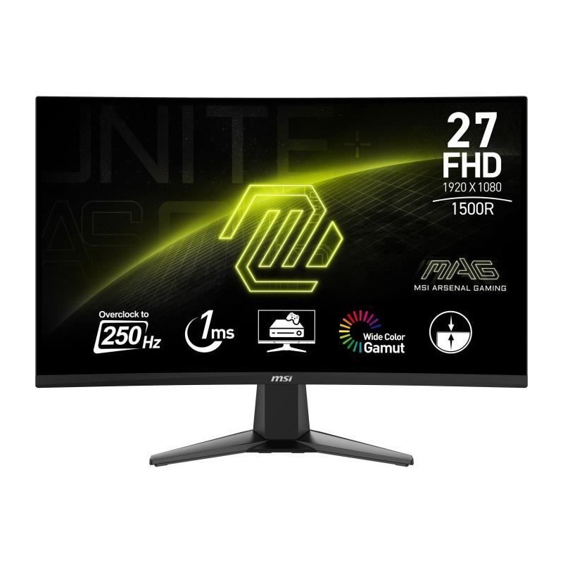 Écran PC Gaming MSI QHD 27 Pouces Incurvé 250Hz 1ms