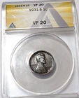 1931 S Lincoln Wheat Cent / Penny  ANACS-VF 20