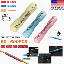 400/200Pcs Waterproof Heat Shrink Butt Wire Splice Connectors Crimp Terminal Kit