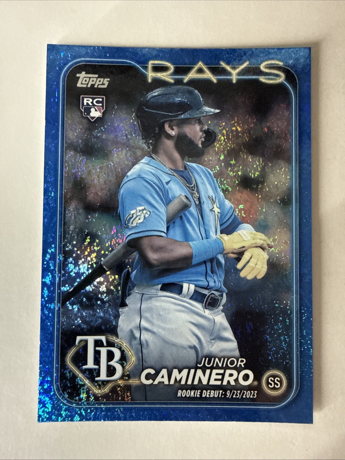 2024 Topps Update Series Junior Caminero Blue Holofoil /999 RC Rays #US223