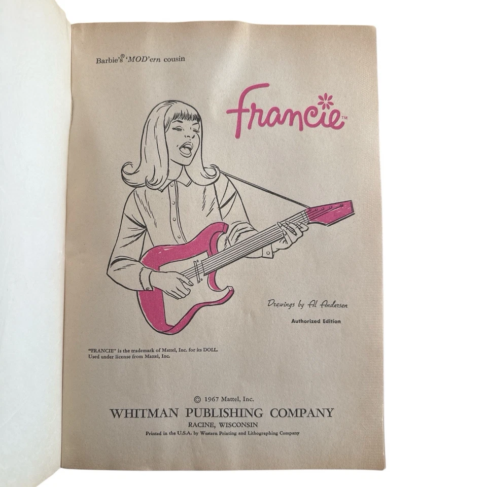 Vintage Barbie Coloring Book 1967 “Francie" Barbie's Modern Cousin Some Coloring - Image 2 of 4