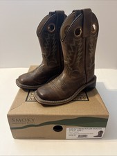 SMOKY MOUNTAIN COWBOY BOOTS BOYS 10 JESSE -LEATHER -BROWN 3668 C -Worn Once NICE