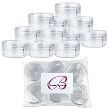 Beauticom 15 gram/15ml Empty Clear Small Round Travel Container Jars with Lid...