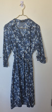 VON TROSKA summer blue floral cotton linen Alexis spring dress NWT size 16