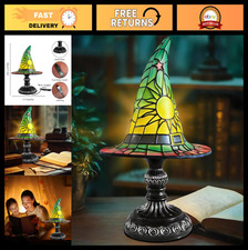 Handcrafted Gothic Witch Hat Lamp - Stained Glass Light for Mystical Decor  Wic
