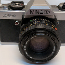 Minolta XG-A SLR Film Camera MD 50mm f/1.7 Lens Black Silver