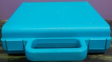 Vintage Turquoise Teal Blue Plastic Cassette Carrying Carry Case Holds 20 Tapes