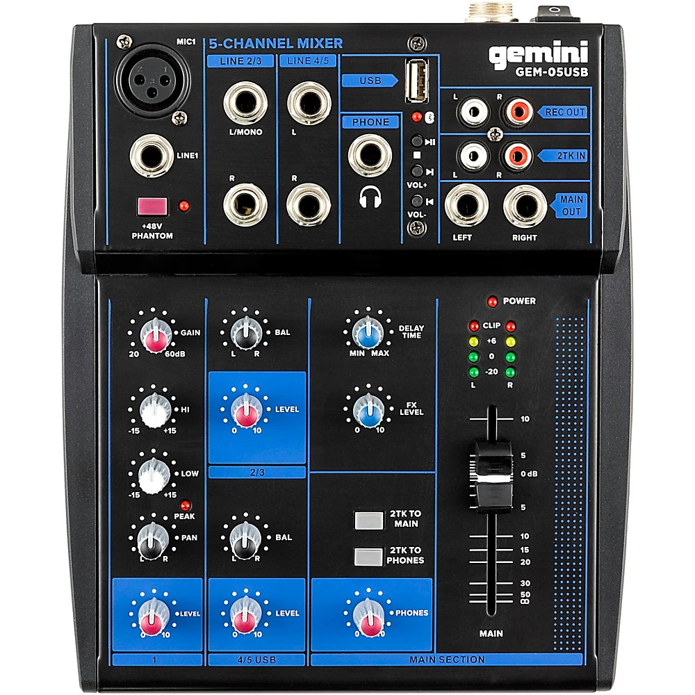 Gemini GEM-05USB 5 Channel USB mixer with Bluetooth 12790₽