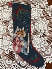 20x7" -I HAVE 75 Needlepoint Christmas Stockings - Angel Girls