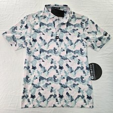 Bad Birdie Mirage Oasis Core Polo Shirt Pink Green Golf Men's Size Small