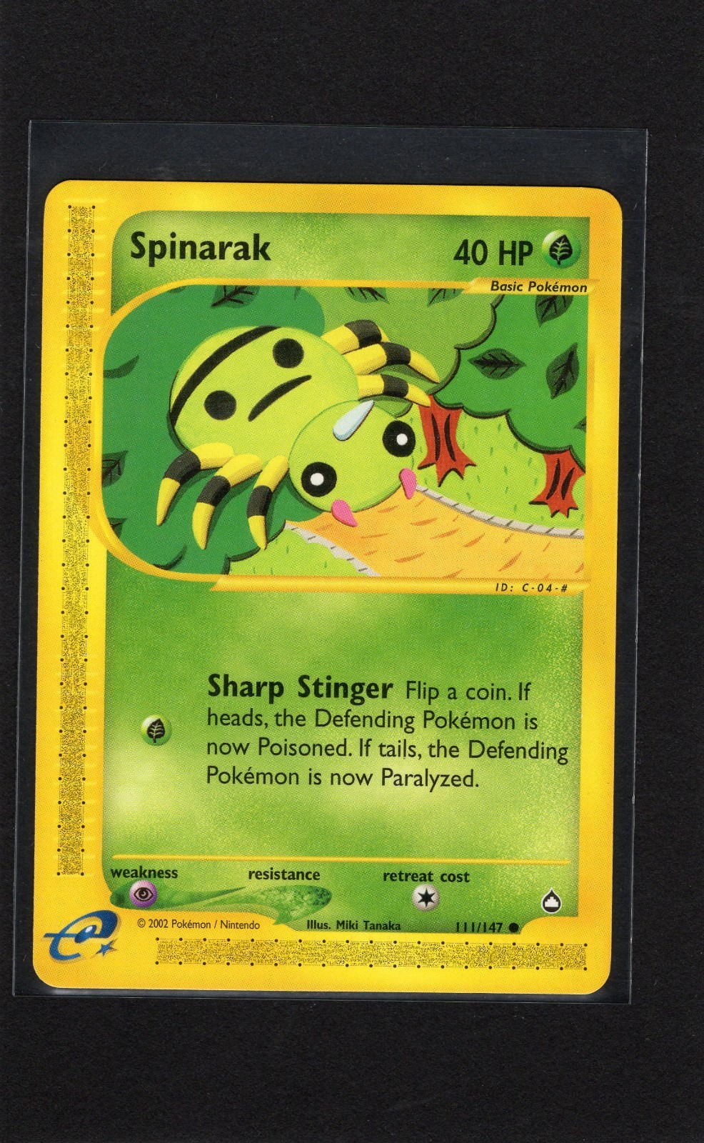 Spinarak 111/147 Common Non Holo Aquapolis Pokémon Card NM