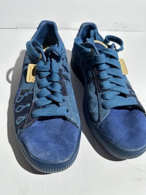 Size 9.5 - Dapper Dan x Puma Clyde Vintage Pre-Game Runway - Blue