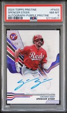 2024 TOPPS PRISTINE PRISTINE AUTOS PURPLE PRISTINE SPENCER STEER 50/99 PSA 8