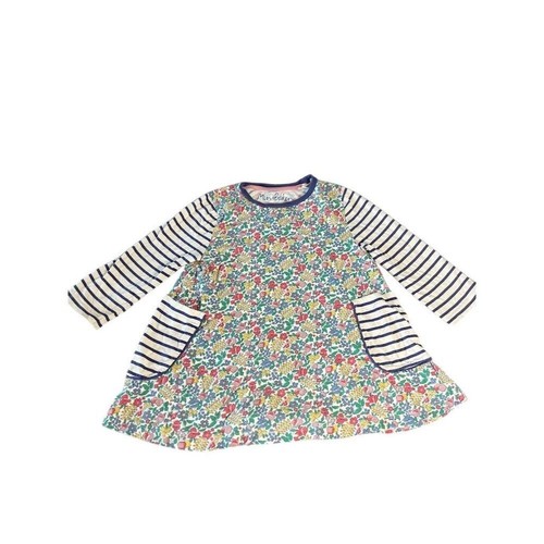 Mini Boden Girls 9-10 Floral Striped Long Sleeve Tunic Dress Multicolor Cute