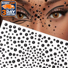 Black Crystal Face Gems Rhinestone Stickers - 700pcs Shiny Self Adhesive Body Je