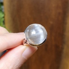 Natural Selenite Sterling Silver Ring US ring size 8.5