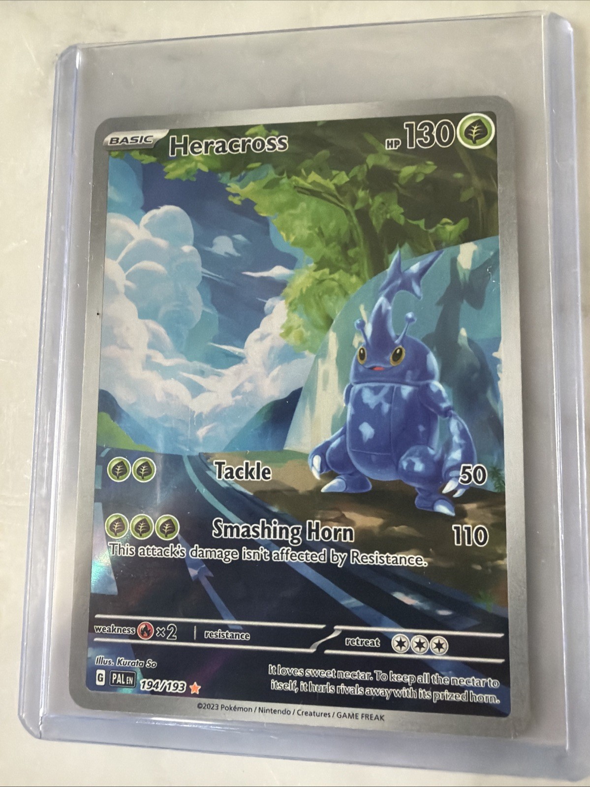 Pokemon Heracross 194/193 Paldea Evolved Full Art Illustration Rare Holo