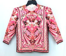 Charter Club Sweater Women Medium Pink Floral 3/4 Sleeve Lightweight Cardigan