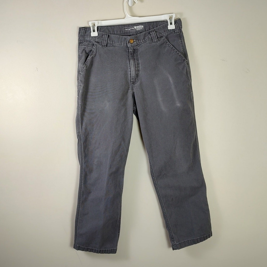 Carhartt relaxed fit grey canvas carpenter pants BN2291-M for men size 35x30