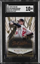 2022 TOPPS TIER ONE BRONZE INK #21 SPENSER WATKINS ROOKIE 13/25 SGC 10 GM AUTO