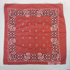 Vintage Paris Accessories Bandana Red White Paisley USA Made RN13960 Colorfast