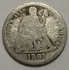 1891 - Seated Liberty Dime - Exact Coin Imaged #SL139