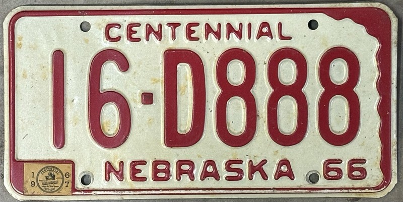 1967 Nebraska License Plate