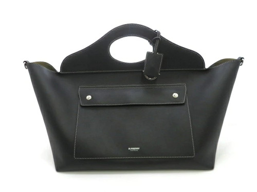 BURBERRY 2way Bag Black Leather Shoulder Bag Women's #DB620