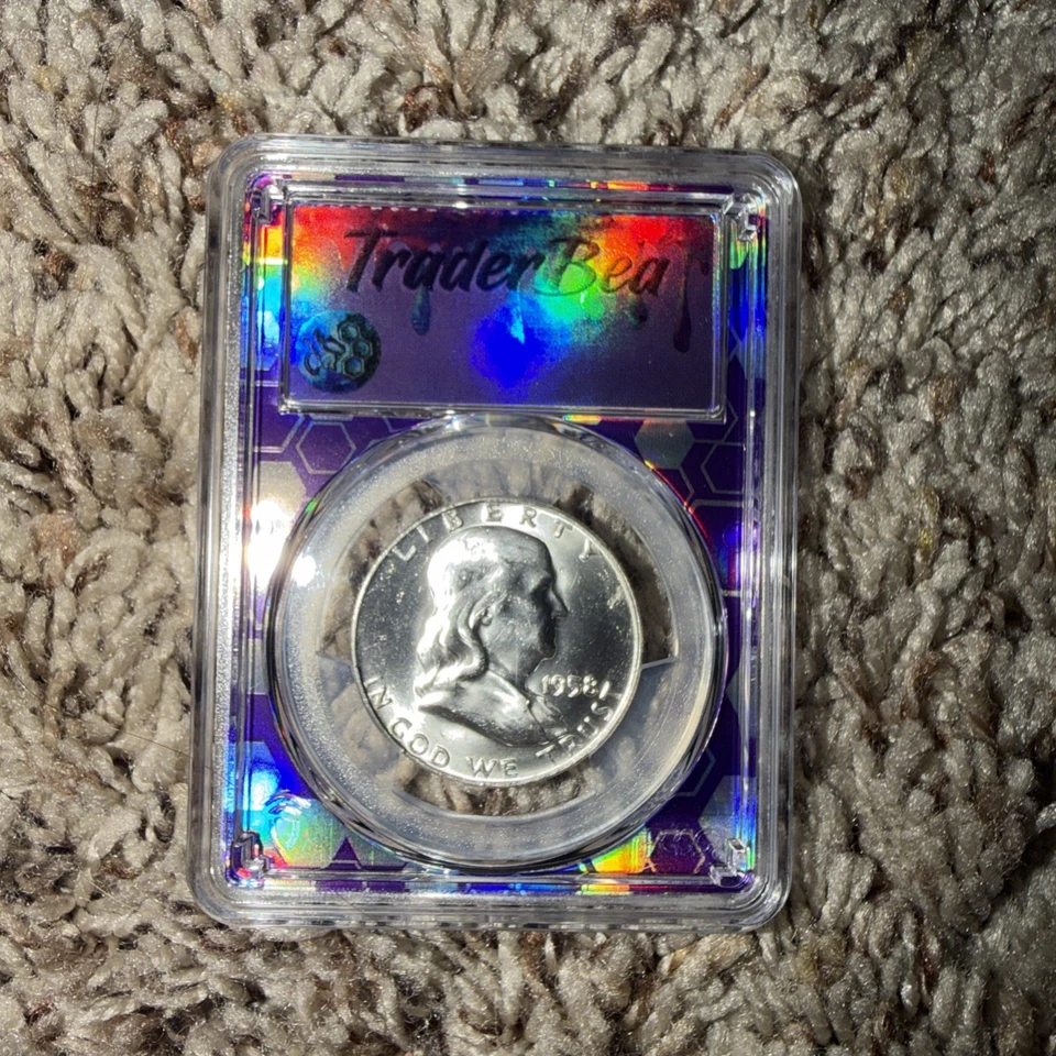1958-D PCGS MS63 Franklin Half Dollar Uncirculated Trader Bea Purple Core - Image 2 of 4