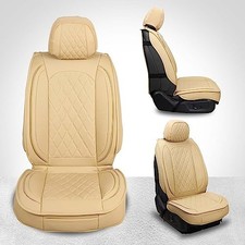 BEIGE - MIROZO SEAT COVERS FULL SET BEIGE, LEATHER CAR SEAT COVERS AUTOMOTIVE