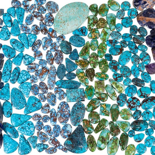 EGYPTIAN TURQUOISE Cabochon Cab Lot PRINCE SPIDERWEB Natural 82.47cts NoT Bisbee - Picture 5 of 5