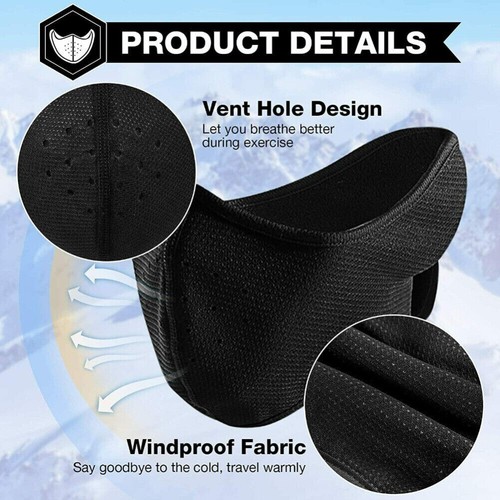 Winter Thermal Fleece Ear Warmer Cycling Motorcycle Ski Half Face Mask Earmuffs - Picture 2 of 13