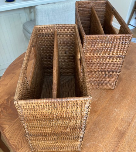 Magazine Holders Set of Two, Wicker, have Center Divider With Hand Grip Durable - Picture 21 of 24