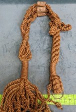 Vintage Macrame Wood Bead Brown Plant Hanger Plant Holder 58" Long