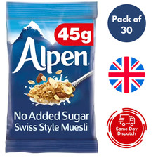 Alpen No Added Sugar Muesli Swiss Style Sachets 45g - 30 x Single Serve Sachets