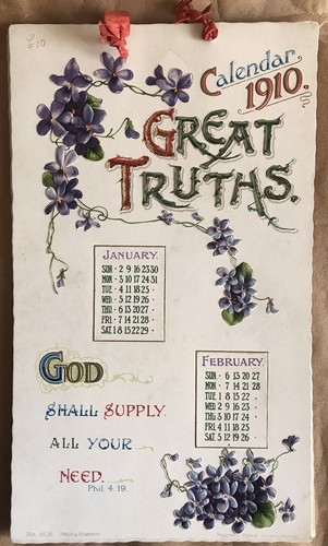 Great Truths Chromolithograph Calendar for 1910 (No. 6126) Misch & Co. 1909 - Picture 8 of 8
