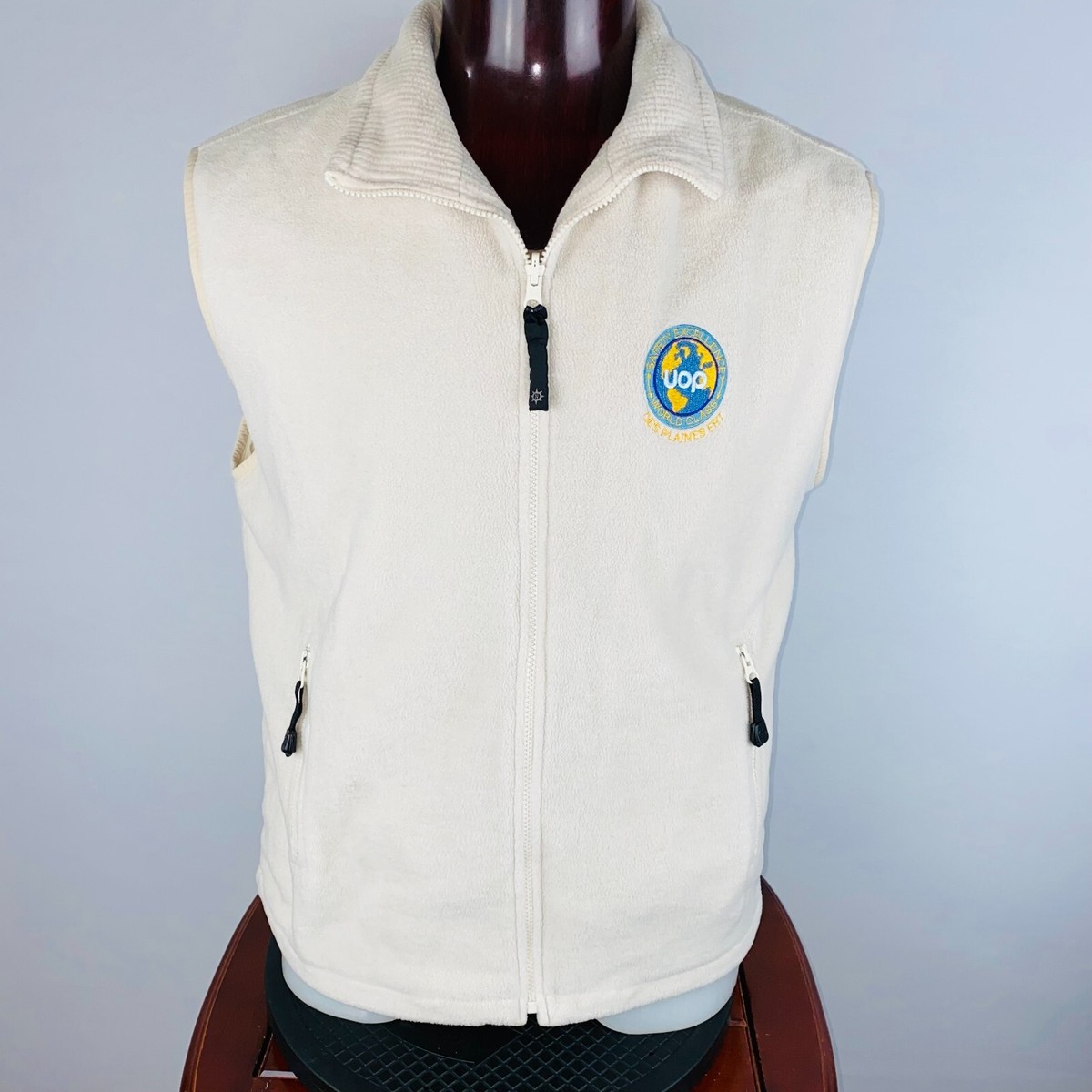 2XLベージュ North End Wear Polyester Beige Sleeveless Zip Vest Safety