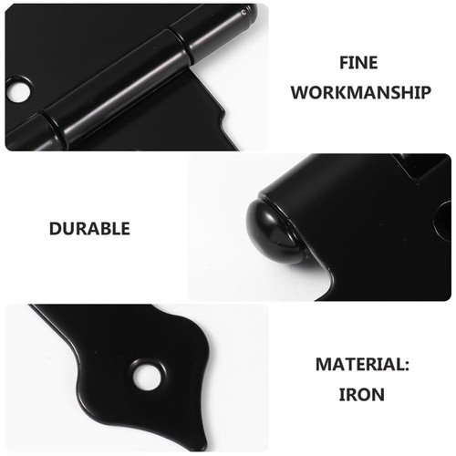 4 Pcs Black Painted Wooden Door Hinges Outdoor Shutter Residential Baby - Picture 4 of 12