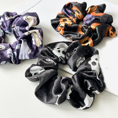 Halloween Haargummis Set – 6 Stück Mit Kürbis, Fledermaus, Spinnennetz-Motiven, Aus Chiffon, Für Frauen & Mädchen