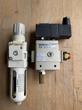 SMC NAV2000-N02-5DZ SOLENOID VALVE WITH AW20-N02BC-CZ-B FILTER REGULATOR