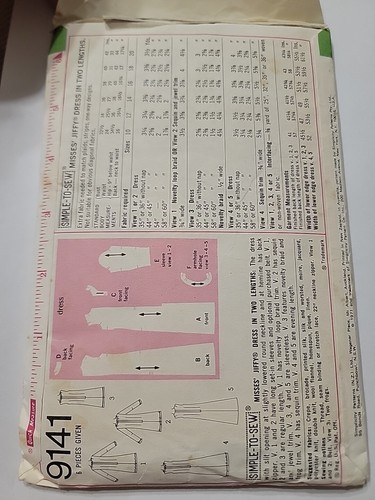 1970s Simplicity Sewing Pattern 9141 Misses' Jiffy Dress Two Lengths Size12 cut - Picture 2 of 2