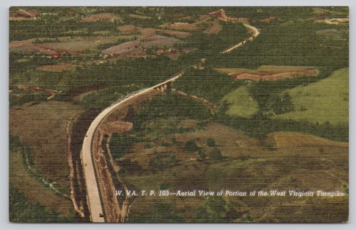 Cartolina WV veduta aerea West Virginia Turnpike lino