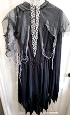 ZOMBIE HALLOWEEN GIRLS COSTUME MEDIUM/LARGE MASK CHAINS DRESS CAPE TIGHTS NICE