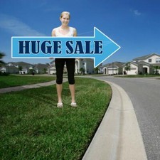 Set of 2 - 'Huge Sale' Arrow Signs With Grommets - 1 Set Left  Ships Free 