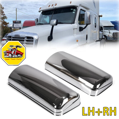 2PCS Chrome Side Door Mirror Cover LH+RH For Freightliner Cascadia 2008-2015