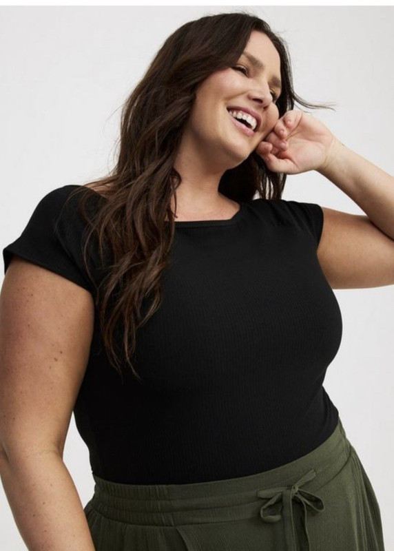 Torrid Super Soft Slub Boat Neck Sleeve VarsityTee Size 3
